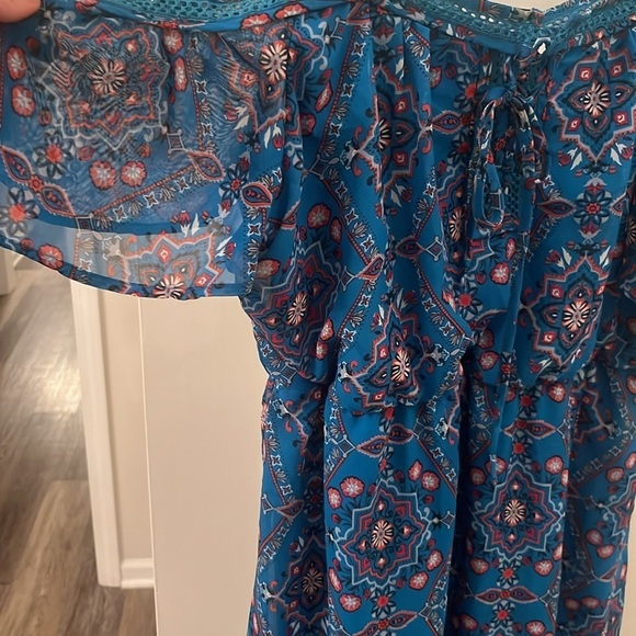 Purple Snow midi off shoulder dress size 2X southwestern Aztec print fit flare - Picture 8 of 12